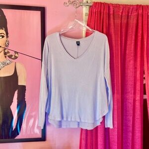 Wild Fable Lavender Soft Ribbed High-Low Hem V-neck Long Sleeve Women’s Medium